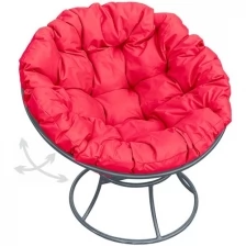 Кресло m-group папасан пружинка без ротанга серое, красная подушка
