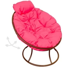Кресло m-group папасан пружинка мини без ротанга коричневое, розовая подушка
