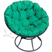 Кресло m-group папасан пружинка без ротанга чёрное, зелёная подушка