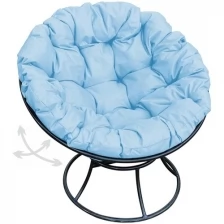 Кресло m-group папасан пружинка без ротанга чёрное, голубая подушка