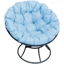 Кресло m-group папасан без ротанга чёрное, голубая подушка