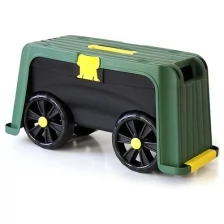 Скамейка-перевертыш садовая Helex с ящиком на колесах 4в1, зеленый/черный, арт. H835