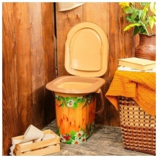 Альтернатива Ведро-туалет, 17 л, съёмный стульчак, бежевое, «Летний день», крышка микс