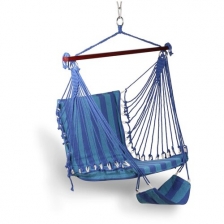 Гамак-Кресло INDIGO тканевый с подножкой IN185 Темно-синий-голубой 100*60см