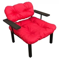 Кресло дачное, красная подушка