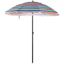Пляжный зонт, 2 м, с клапаном, с наклоном, Премиум (синий/принт "полоса") в чехле