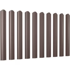 Евроштакетник Line металлический/ заборы/ 0.45 толщина, двухсторонний окрас, цвет 8017(Шоколад) 10 шт. 0,75м, 10 штук.