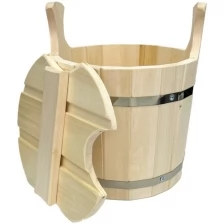 Запарник для бани с крышкой 8л из липы, ведро деревянное ушат шайка, таз, для веника, емкость для воды на дачу