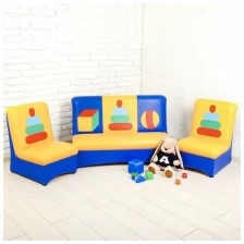 Комплект мягкой мебели «Мечта», цвет сине-жёлтый, с пирамидками