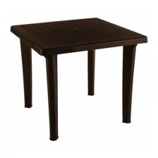 Стол квадратный пластиковый универсальная пластиковая мебель, размер 85,5 см, цвет темно-коричневый