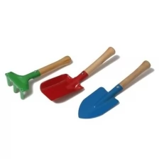 Набор садового инструмента, 3 предмета: грабли, совок, лопатка, длина 20 см, деревянная ручка./В упаковке шт: 1