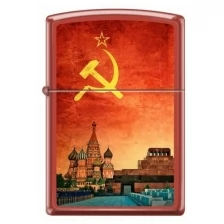 ZIPPO Красная Москва, с покрытием Red Matte, латунь/сталь, красная, матовая, 38x13x57 мм