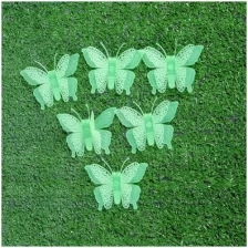 Набор светящегося декора "Бабочки" 6 шт., зеленый, 7 x 5,5 x 5 см