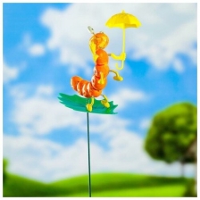 Штекер садовый, декоративный "Гусеница с зонтиком" 13х16см, 60см