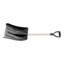 Лопата для уборки снега пластиковая, 275 х 365 х 865 мм, деревянный черенок, Sparta 61639