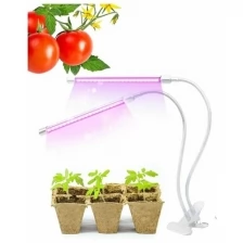 Светильник белый для растений светодиодный с таймером, на прищепке/ Лампа для растений/ Фитолампа