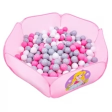 Шарики для сухого бассейна с рисунком, диаметр шара 7,5 см, набор 60 штук, цвет розовый, белый, серый
