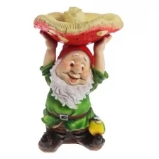 Фигура декоративная садовая Гном с грибом на голове, размеры 31*31*48 см KSMR-123453/F309