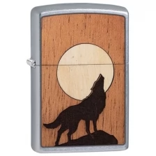 Зажигалка Zippo 49043 WOODCHUCK USA Howling Wolf Street Chrome