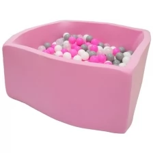 Сухой игровой бассейн Hotenok “Розовые пузыри Квадро” розовый 100х40см с 200 шариками: розовый, белый, серый, прозрачный, sbh310