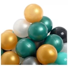 Соломон Набор шаров для сухого бассейна 150 штук (бирюзовый, серебро, зеленый металлик, золотой, белый перламутр, черный)
